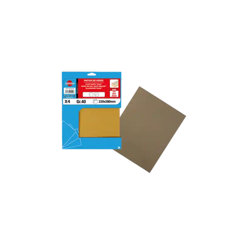 Lot de 4 papier de verre "Silex" pour bois tendre et peinture - Grain 80 Acheter Direct