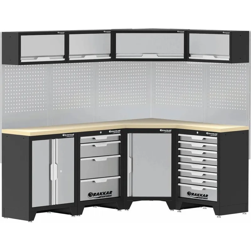 Mobilier d‘angle modulable d‘atelier 4 élements hêtre DRAKKAR Jusqu'à Épuisement Des Stocks