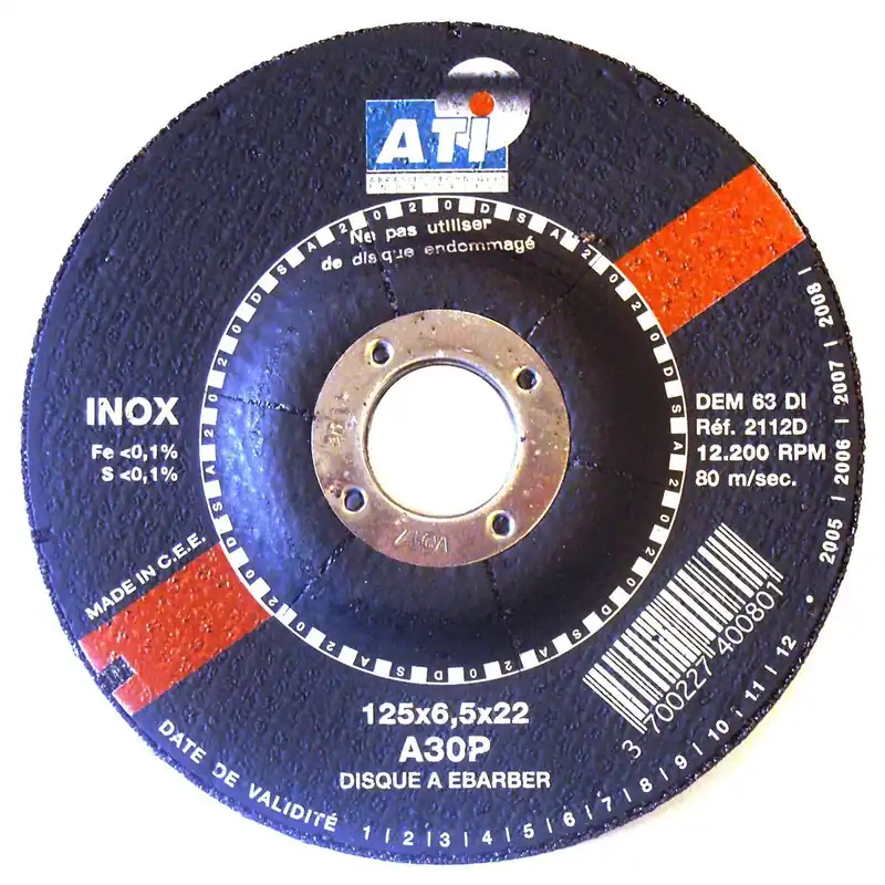 Petit Prix Disque à ébarber INOX Ø 125 x 6,5 x 22 ATI