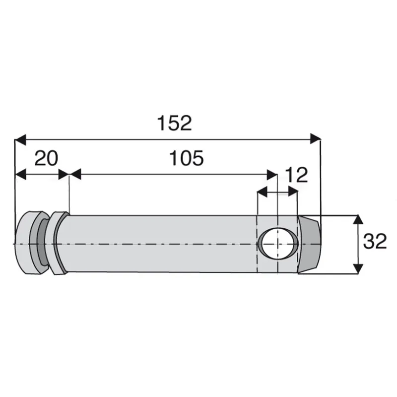 Axe d‘attelage de Ø32 mm catégorie 3, goupille de Ø12 mm Populaire