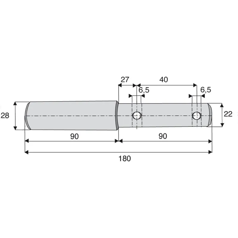 Axe epaulé Ø22 et 28mm longueur totale 180mm goupille Ø6,5mm Bon Plan