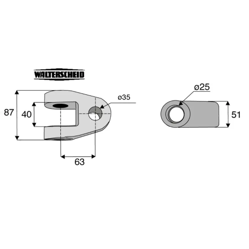 Vente Flash Chape nue Ø35 mm entraxe 63 mm WALTERSCHEID