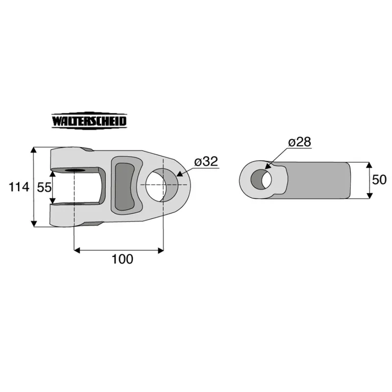 Chape nue Ø32 mm entraxe 100 mm WALTERSCHEID Top Vente