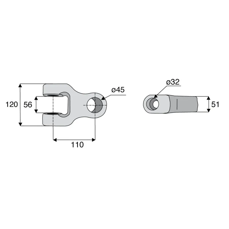 Haute Qualité Chape nue Ø45 mm entraxe 110 mm WALTERSCHEID
