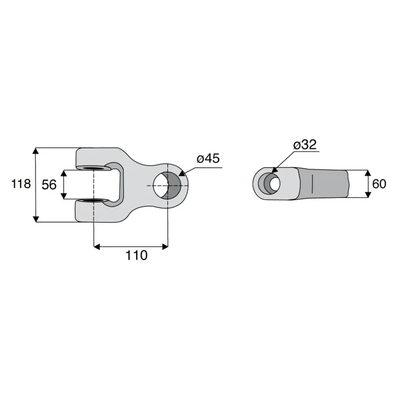 Prix Promo Chape nue Ø45mm entraxe 110mm avec axe WALTERSCHEID