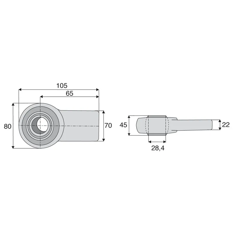 Rotule à souder droite Ø 28,4mm cat 2, partie à souder 70mm Offre Exclusive