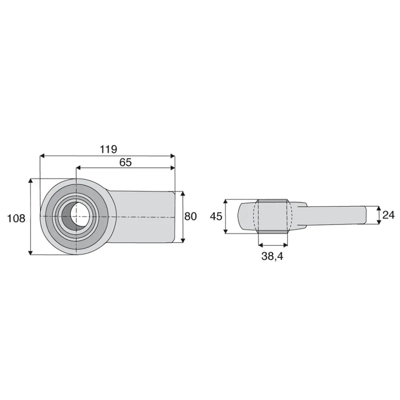 Prix Bas Rotule à souder flancs droits Ø 38,4mm, partie à souder 80mm