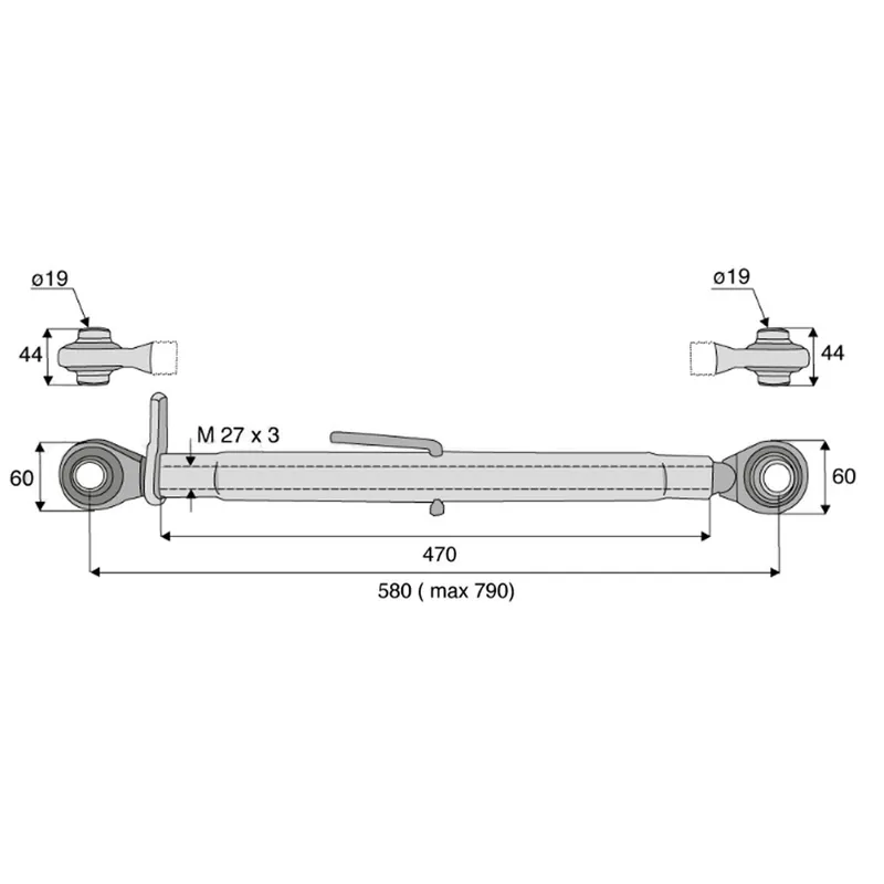 Barre de poussée 580/790mm rotule/rotule cat1/1 Meilleur Choix