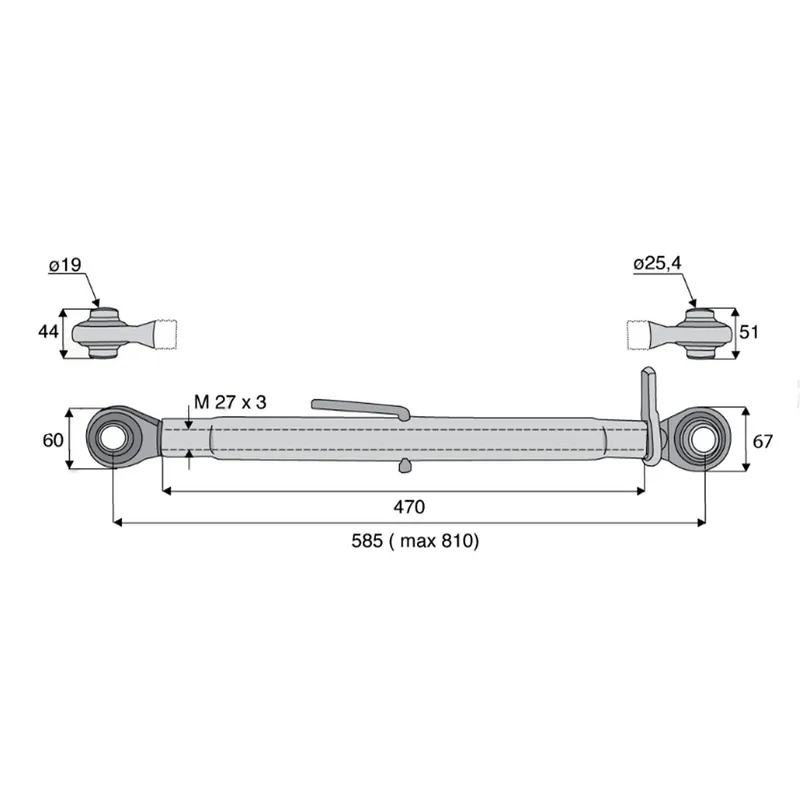 Populaire Barre de poussée 585/810mm rotule/rotule cat1/2
