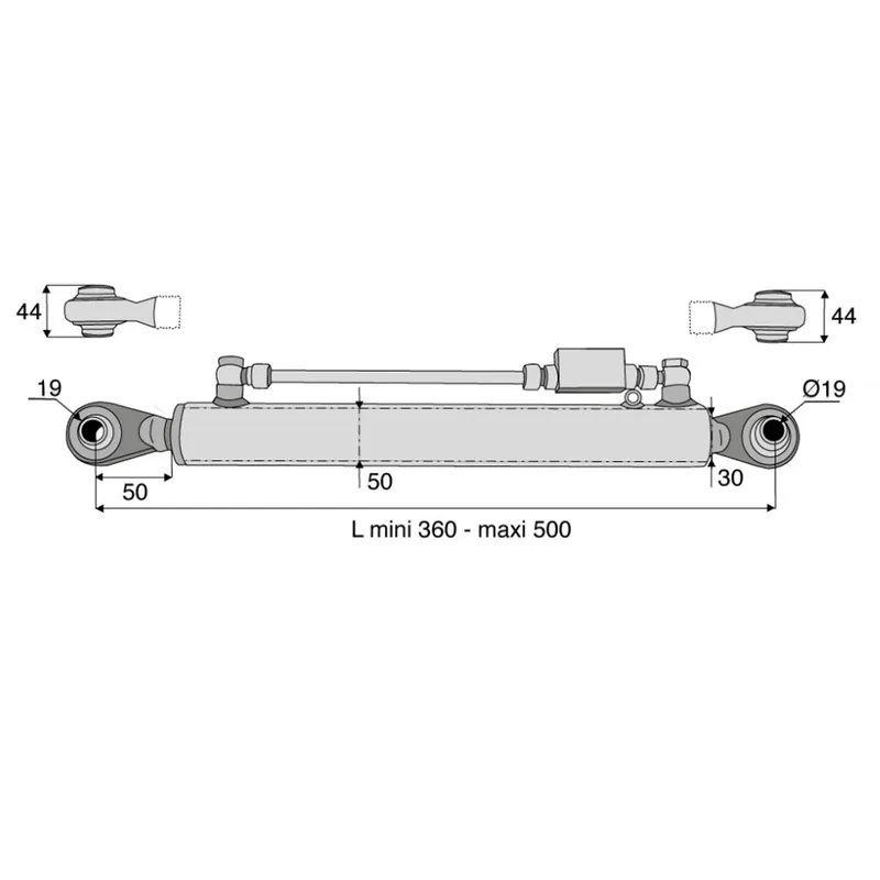 Super Prix Barre de poussée hydr cat1 rotule/rotule 360/500mm