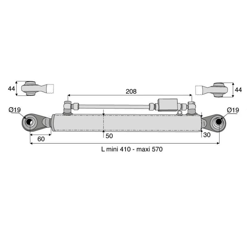 Barre de poussée hydr cat1 rotule/rotule 410/570mm Réduction