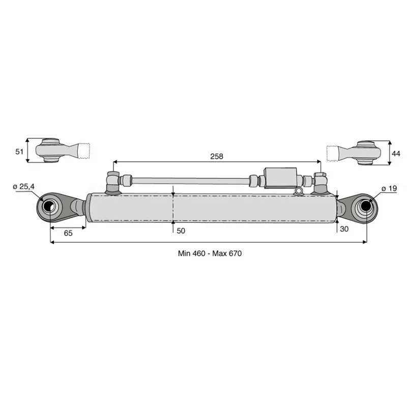 Livraison Express Barre de poussée H cat.2/1 rotule/rotule 460/670mm