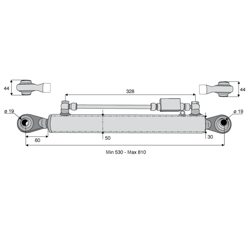 Paiement Sécurisé Barre de poussée hydr cat.1 rotule/rotule 530/810mm