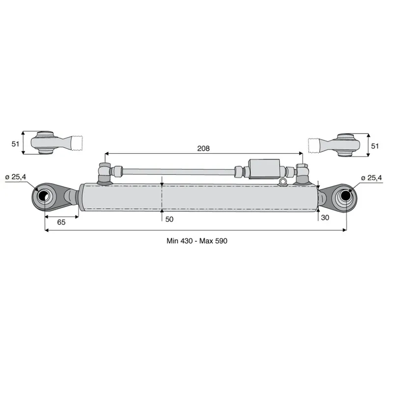 Barre de poussée H cat.2 rotule/rotule-51mm 430/590mm Meilleur Prix