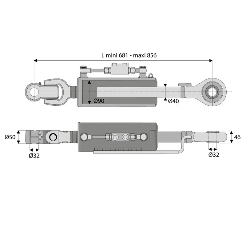 Dernière Chance Barre de poussée H cat3 art./rotule 856mm CBM