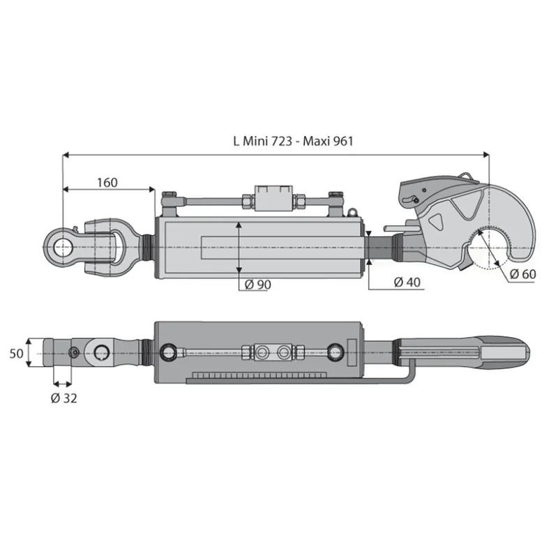 Barre de poussée H cat3/3 art./rotule 961mm CBM Produit De Marque