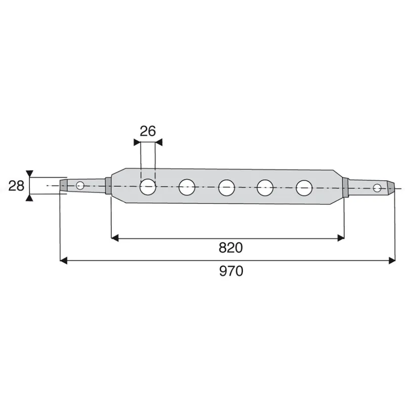 Barre à trous cat 2 Ø28 mm 9 trous de Ø26 mm longueur 970 mm Expédition Rapide