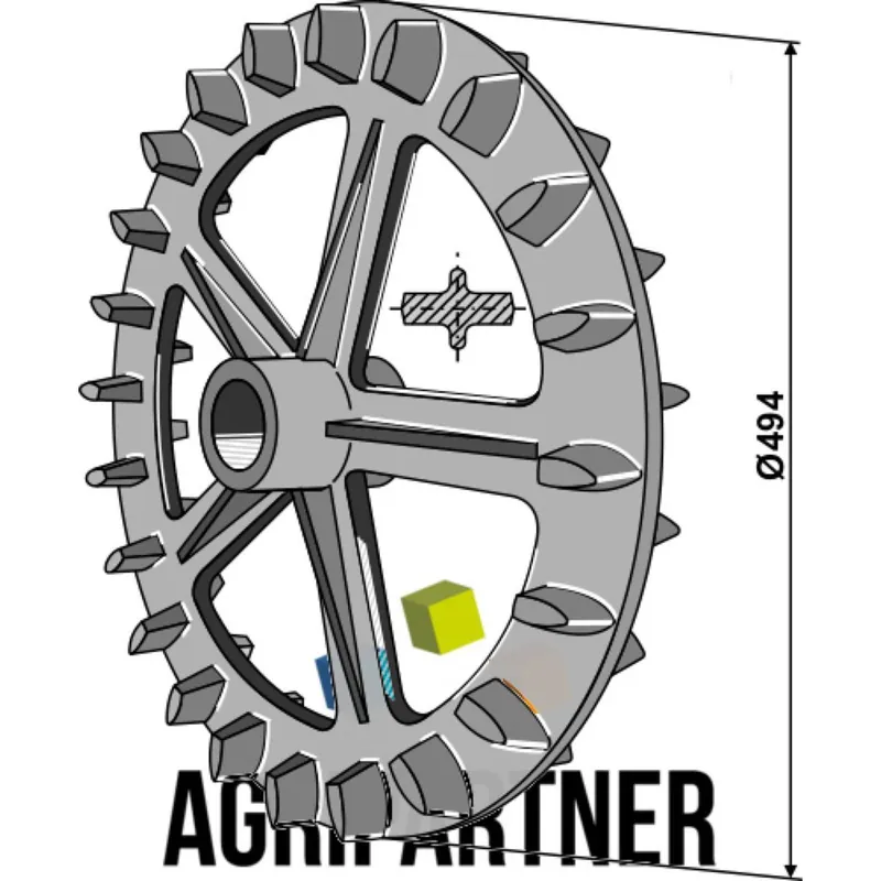 Achat Immédiat Roue Crosskill 494x74 fonte GGG50 pour arbre 50 Universel