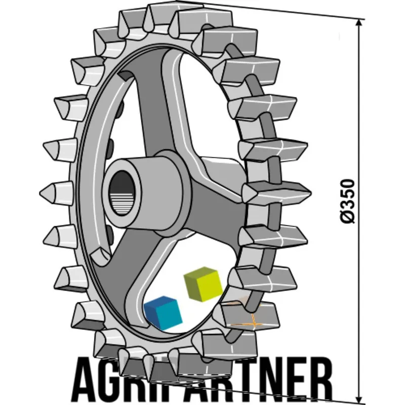 Roue Crosskill 350x60 pour arbre 40 fonte GGG50 Nouveauté
