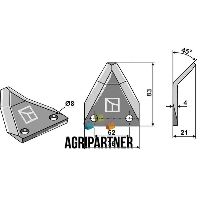 Remise Couteau Ø8mm 83x76x4mm mélangeuse FARESIN
