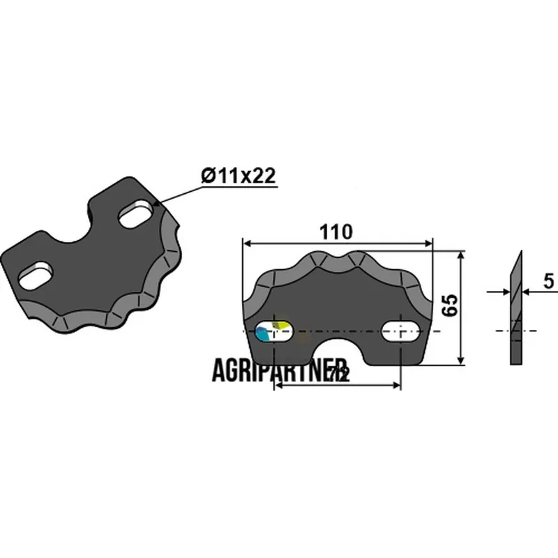 Couteau Ø11x22mm 110x65x5mm mélangeuse LUCLAR MUTTI Prix Réduit