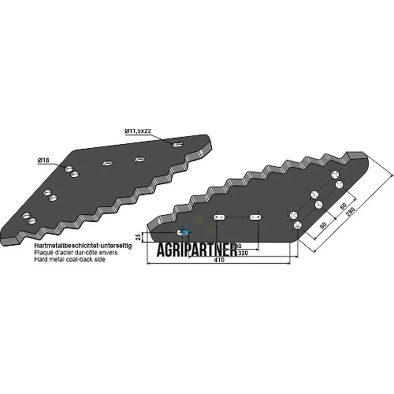 Couteau Ø18/11,5x22mm carbure mélangeuse STRAUTMANN Livraison Express