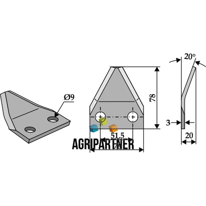 Couteau Ø9mm EA51,5mm 78x76x3mm mélangeuse MARMIX Seulement Aujourd'hui