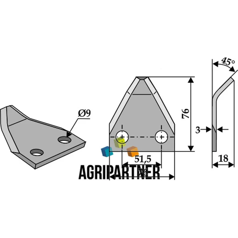 Quantité Limitée Couteau Ø9mm 76x76x3mm mélangeuse MARMIX