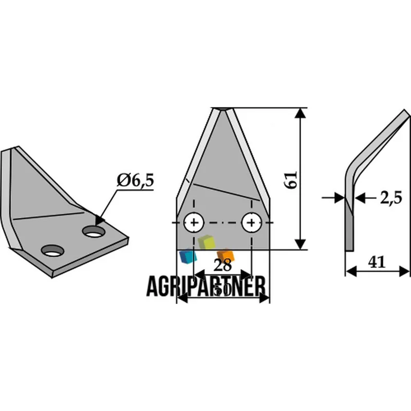 Couteau Ø6,5mm 61x50x2,5mm mélangeuse LUCLAR gauche Commander Maintenant