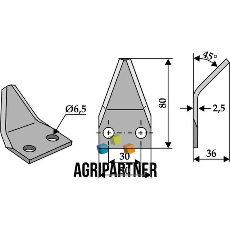 Couteau Ø6,5mm 80mm mélangeuse LUCLAR SGARIBOLDI MUTTI Affaire À Saisir