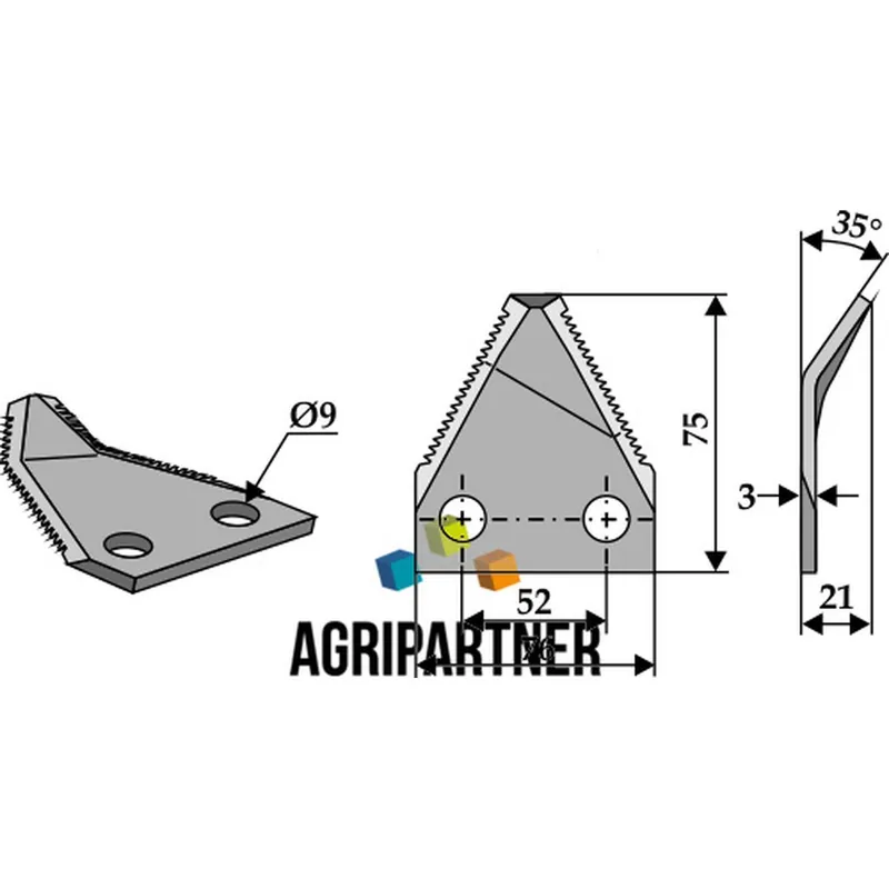 Nouveauté Couteau Ø9mm 75x76x3mm gauche mélangeuse MARMIX