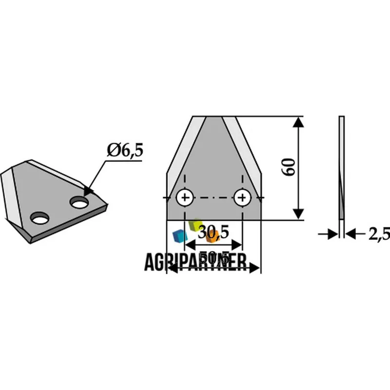 Offre Exclusive Couteau Ø6,5mm EA30,5mm 60x50,5x2,5mm mélangeuse AGM