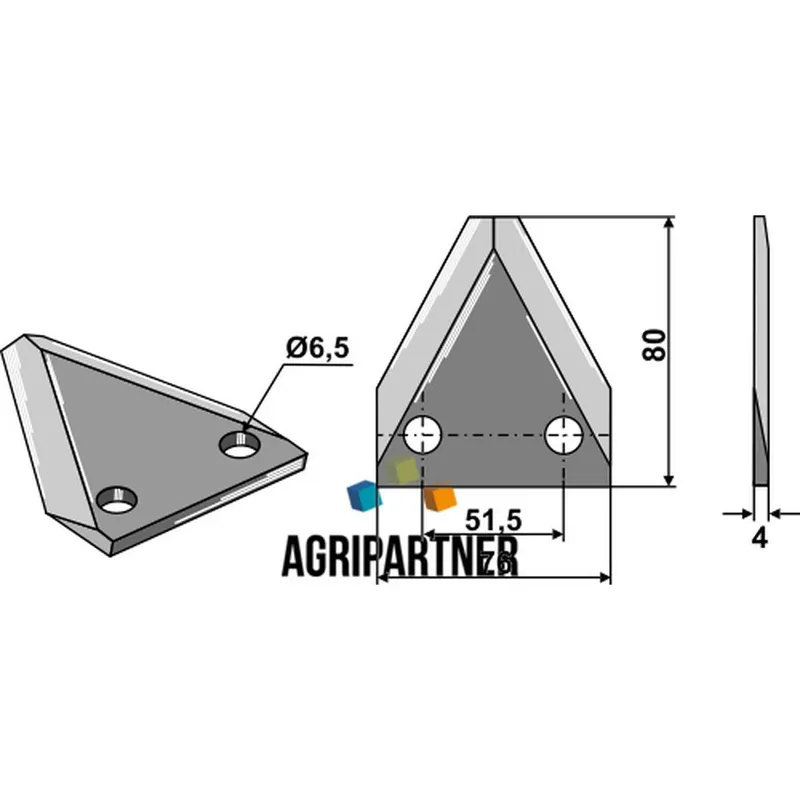 Couteau Ø6,5mm 80x76x4mm mélangeuse LOGIFEED & R.M.H. Marque