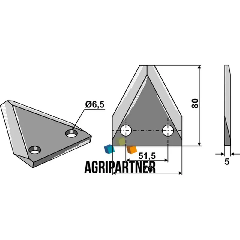 Couteau Ø6,5mm 80x76x5mm mélangeuse LOGIFEED & R.M.H. Offre Exclusive