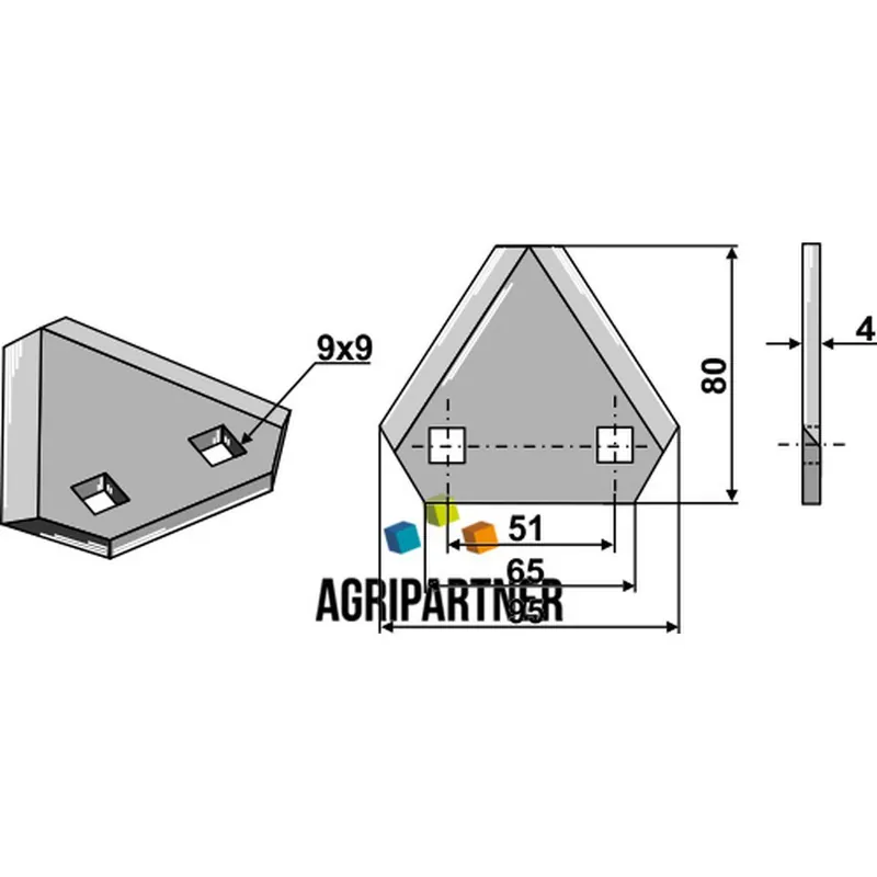 Nouveauté Couteau Ø9x9mm EA51mm droit mélangeuse AUDUREAU