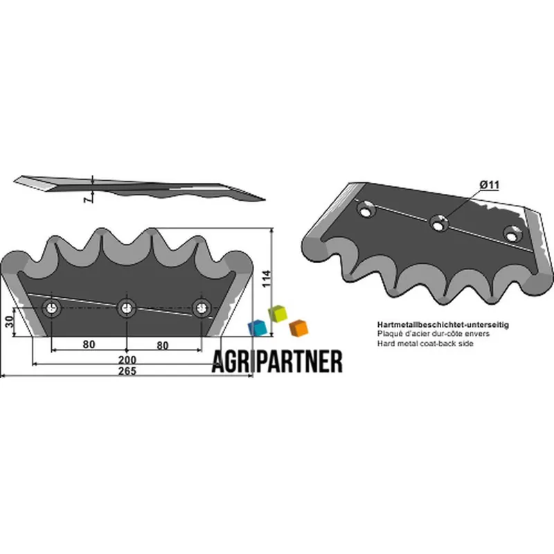 Réduction Couteau droit Ø11mm renforcé carbure mélangeuse PAGLIARI
