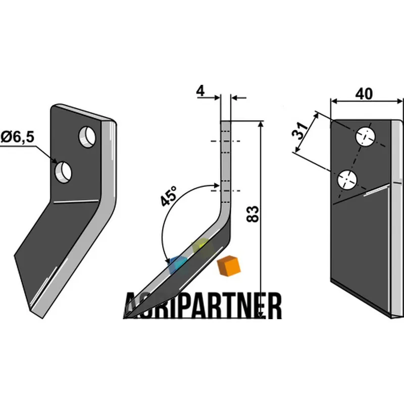 Couteau 94832701 mélangeuse DELAVAL gauche Super Prix