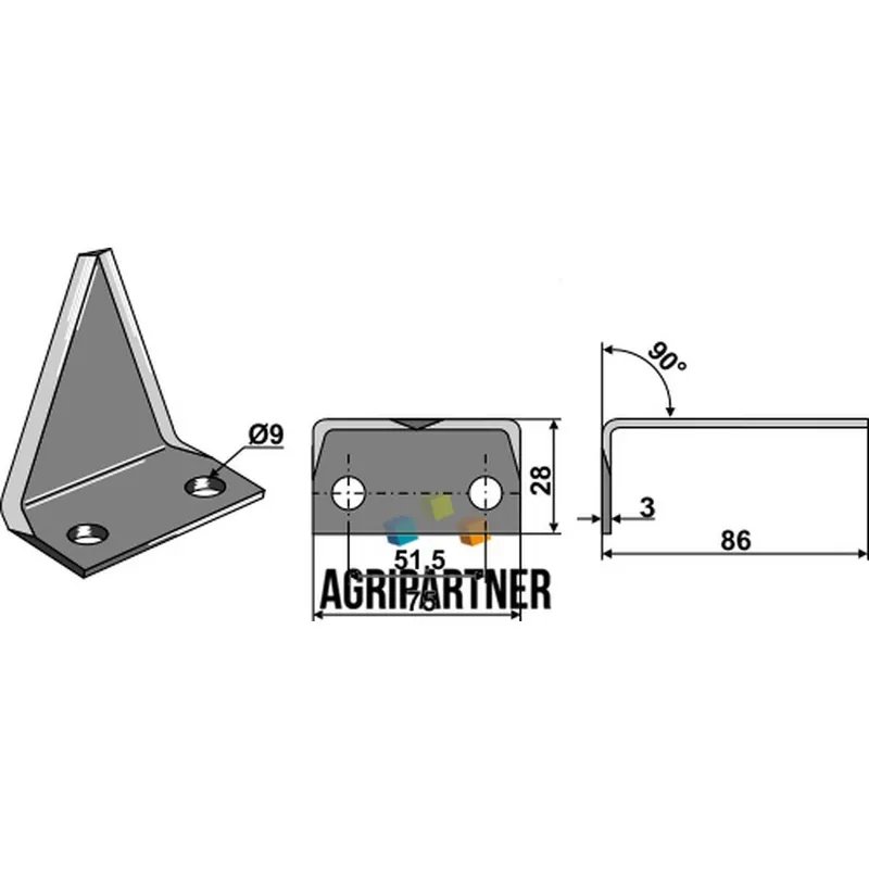 Couteau Ø9mm 86x75x3mm mélangeuse UNIVERSEL Quantité Limitée