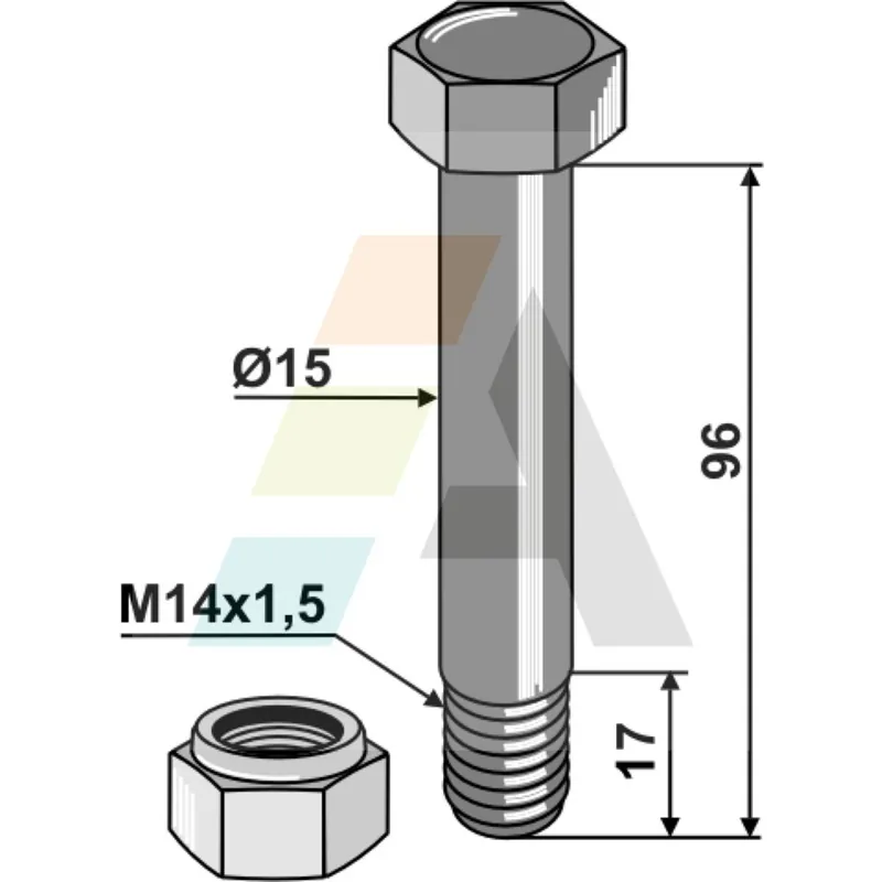 Boulon M14x1,5 longueur 96mm 05.775.10 pour BOMFORD Acheter En Ligne