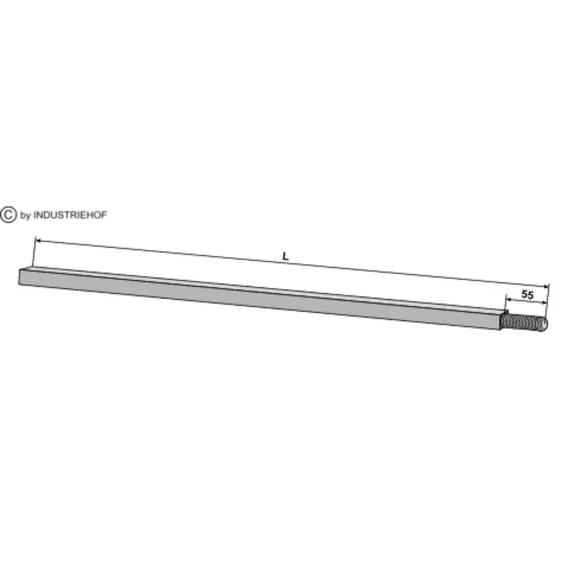 Arbre de Cover Crop 30x30x2100mm acier bore filet M30x3,5 Usine Directe