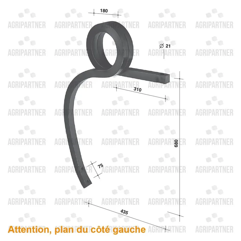 Usine Directe Dent spire queue de cochon carré 40X40 gauche déchaumeur à dents