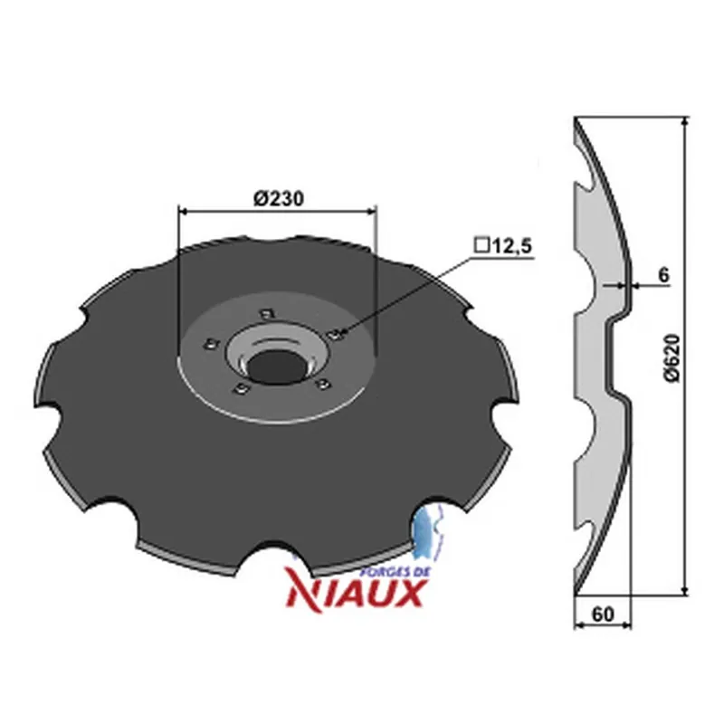 Disque 3490467 crénelé LEMKEN NIAUX 200 620x6mm 5 trous Bon Marché