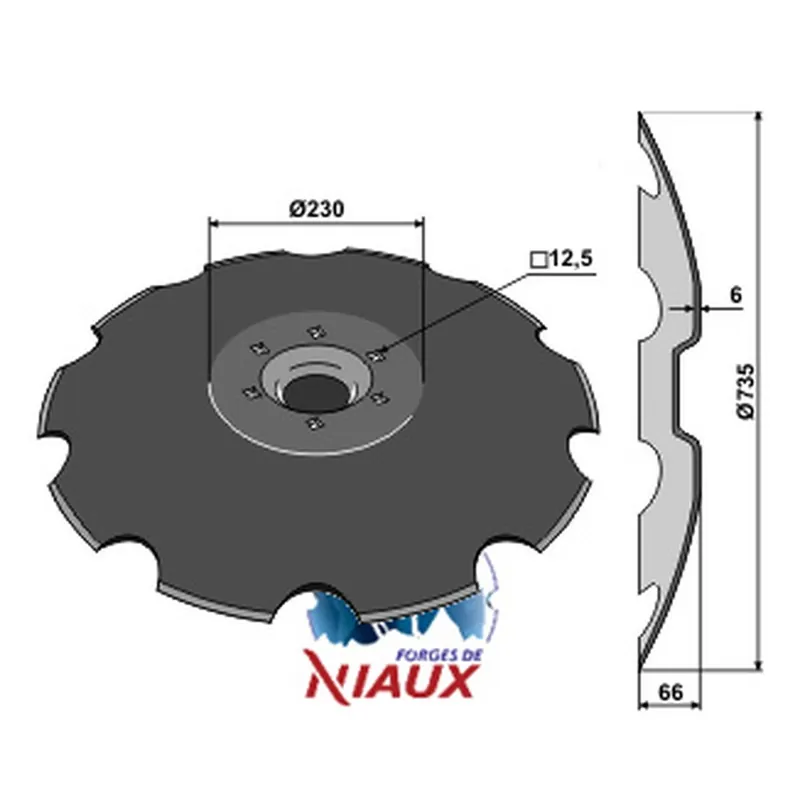 Vente Flash Disque 34910017 crénelé LEMKEN NIAUX 200 735x6mm 6 trous