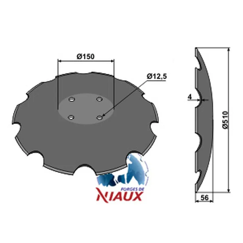 Disque 850410231 crénelé Pottinger NIAUX 200 510x4 4 trous Prix Réduit