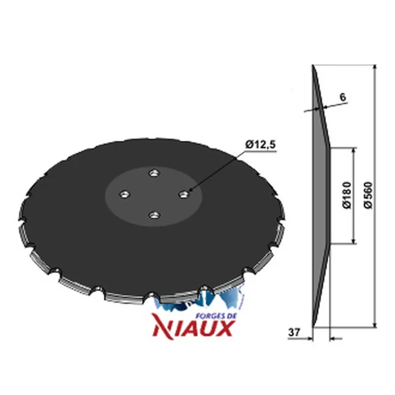 Haute Qualité Disque crénelé 21566 Fieldbird Rabewerk, 560x6 mm, 4 trous pièce interchangeable