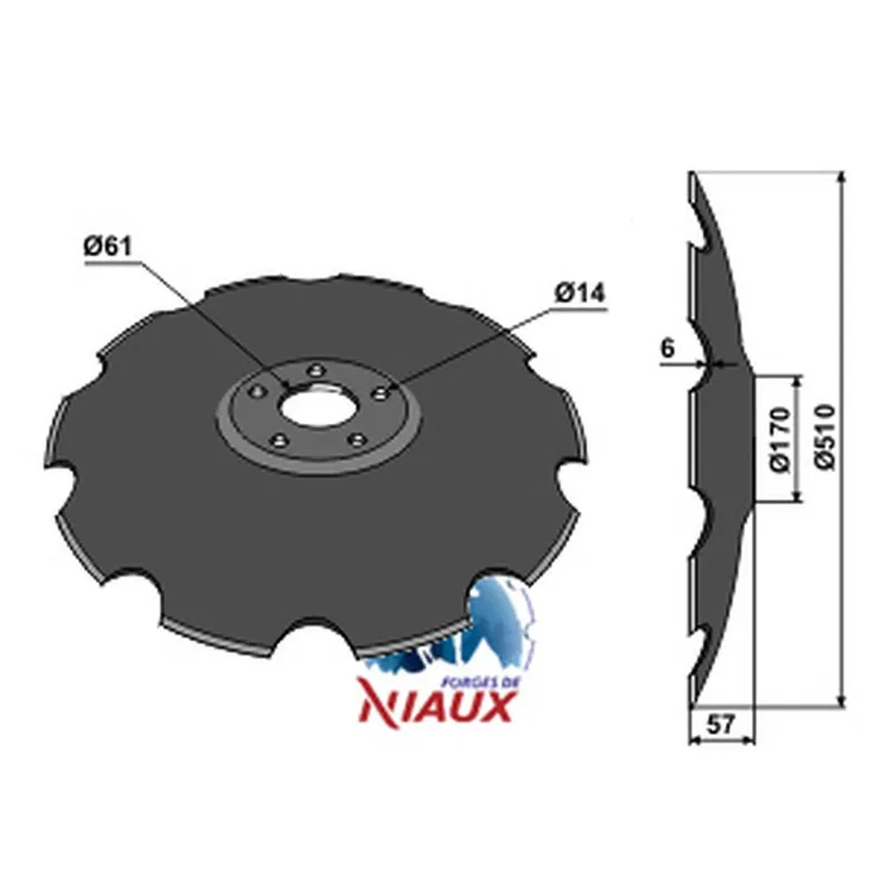 Prix Réduit Disque P11462-820-460C Simba GREAT PLAINS 510x6 5 trous