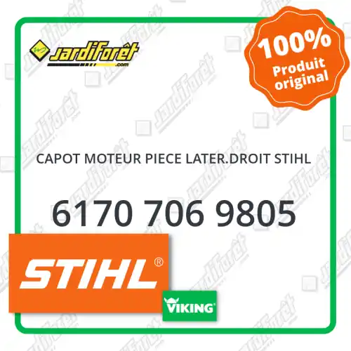 Commande En Gros Capot moteur piece later.droit STIHL - 6170 706 9805